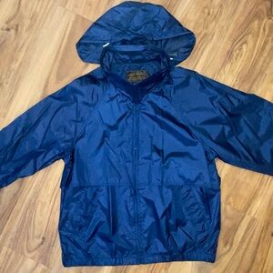 Vintage Eddie Bauer Blue Hooded Windbreaker Jacket Nylon Mesh Lined L